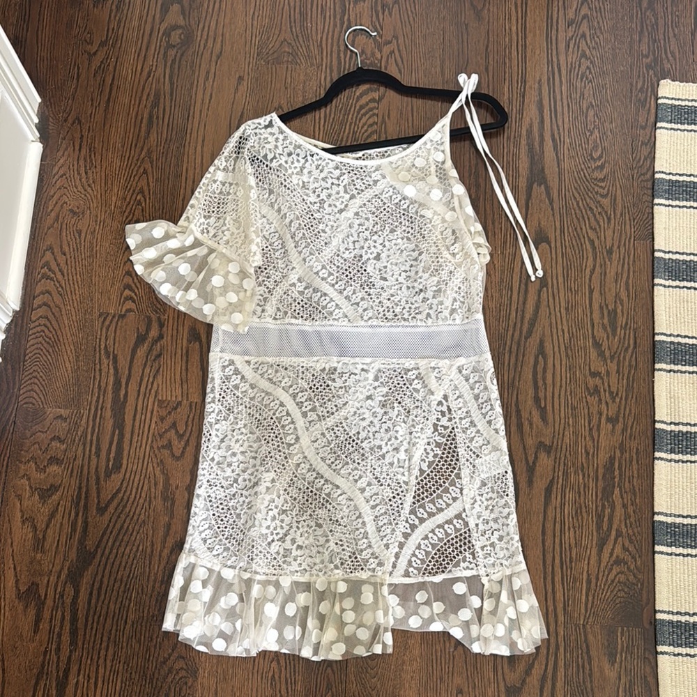 For Love And Lemons White Lace Floral Dress